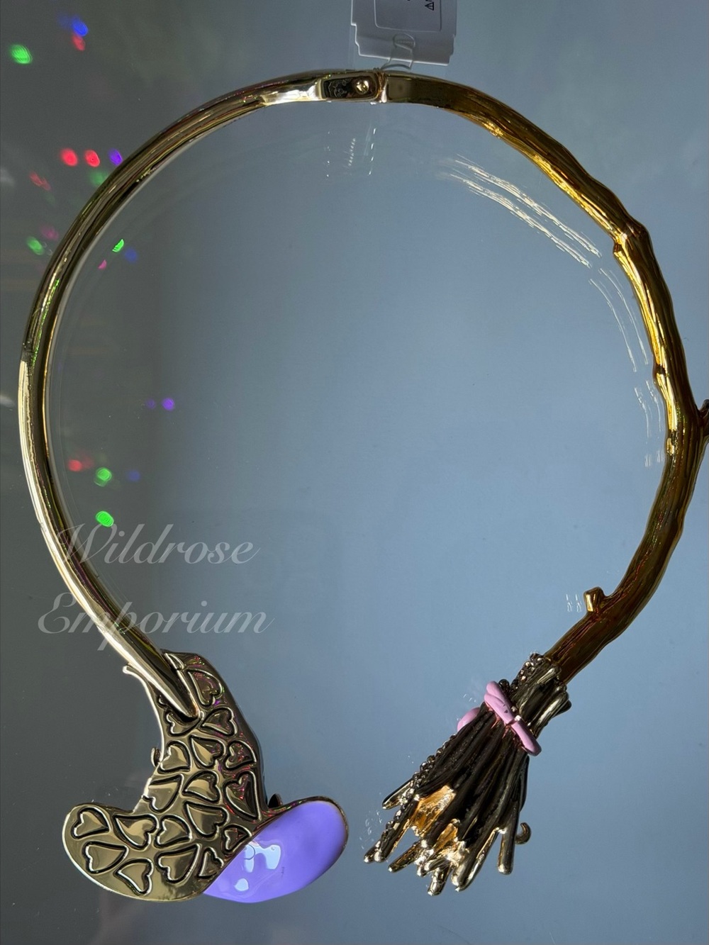 Betsey Johnson Witch Broom Web Hat Hinge Collar Statement Necklace Halloween - Picture 6 of 15